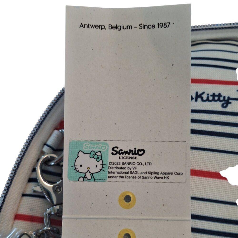 NEW Kipling X Sanrio Hello Kitty Striped Matta Backpack with Kitty Charm Retired - Picture 11 of 12